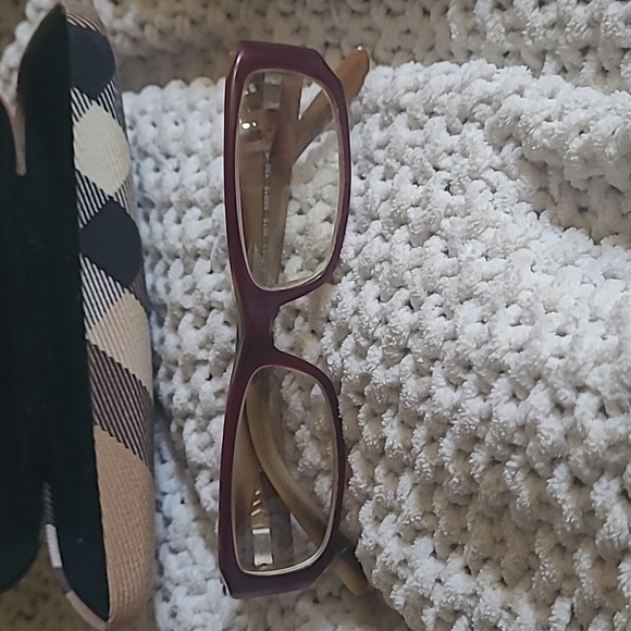 Burberry, B2043 3075 Eyeglasses, Dark Red Maroon Rectangular 130 - Picture 4 of 9